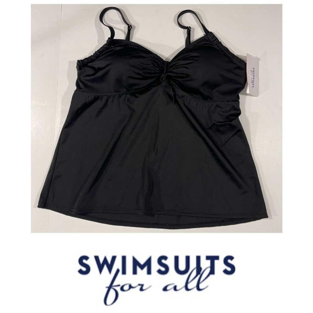 Swimsuits for All Black Tankini Top in Size 14